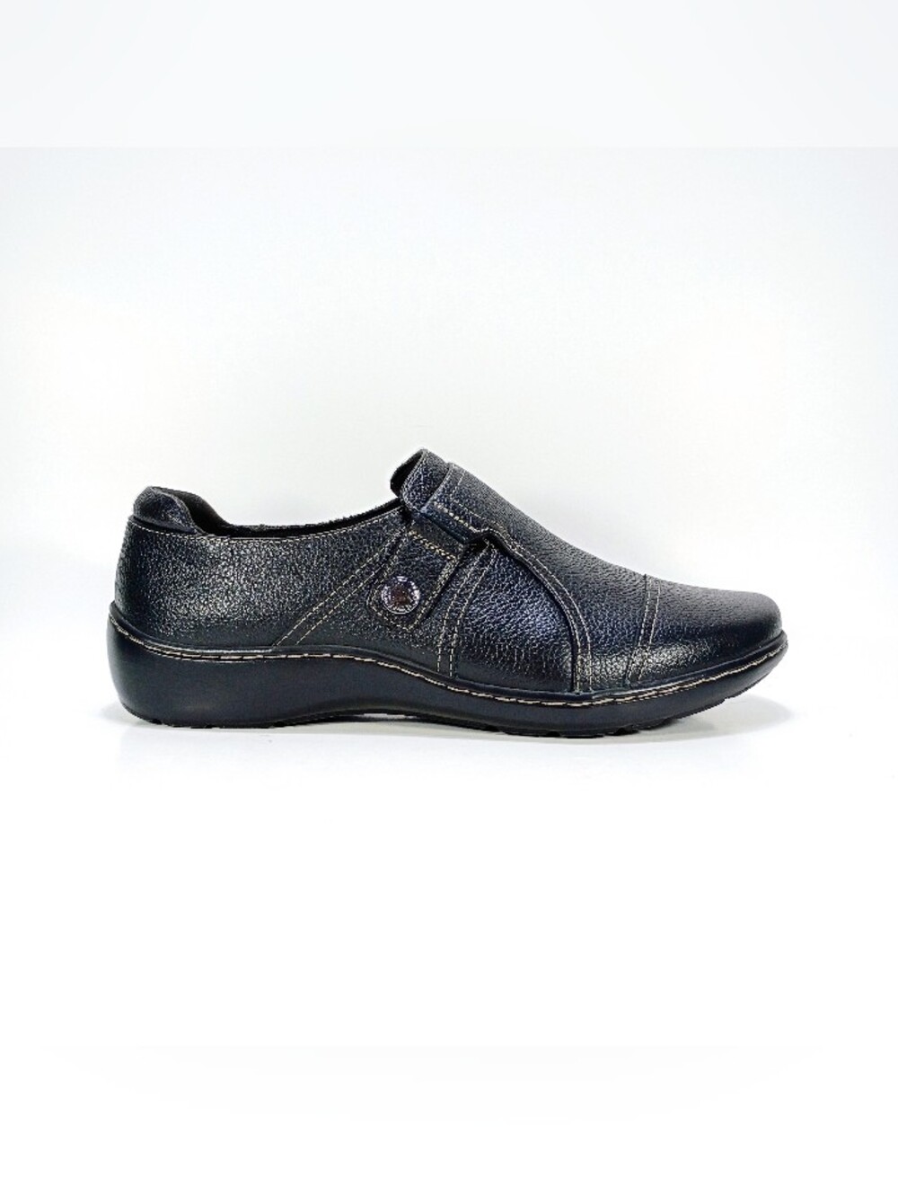 Clarks Cora Poppy Womens 9.5 Extra Wide Fit Black Leather Slip On Loafers
